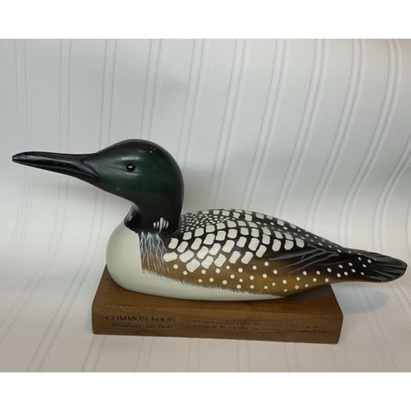 Other - VTG Hand Painted Wooden Common Loon Duck Minnesota Event Signed 15"x7" USA Wood‎